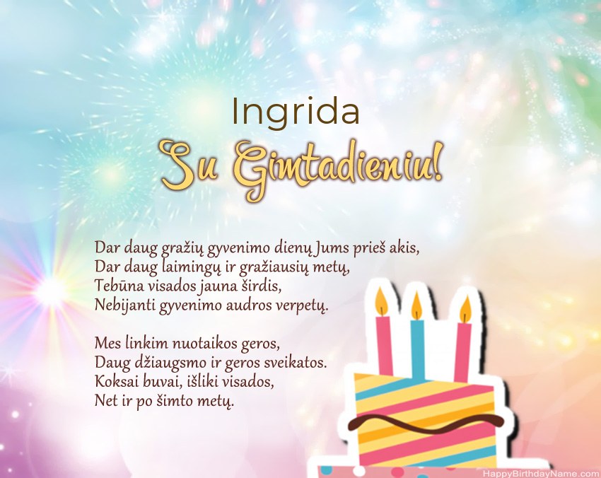 Su gimtadieniu Ingrida eilutėje