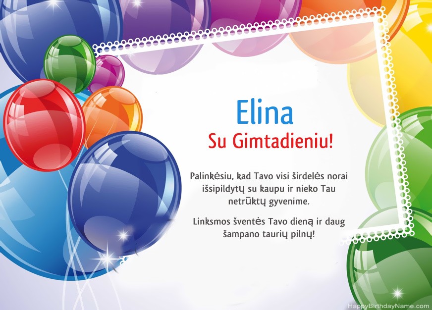 Su gimtadieniu, Elina! Su gimtadieniu, Elina!