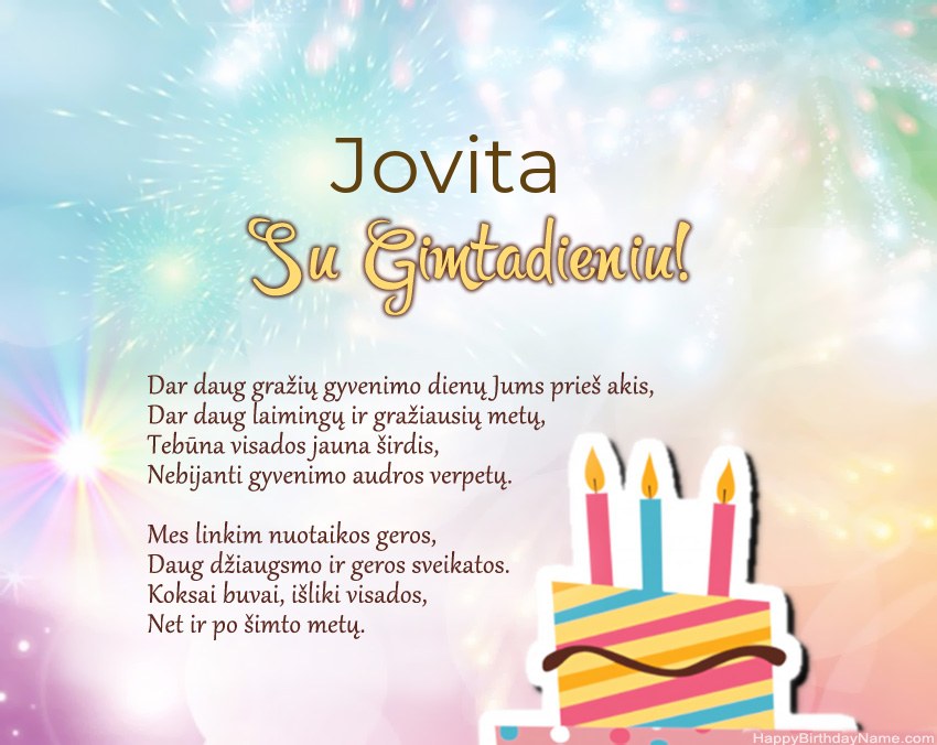 Su gimtadieniu Jovita eilutėje