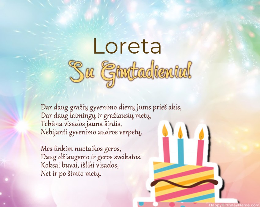 Su gimtadieniu Loreta eilutėje