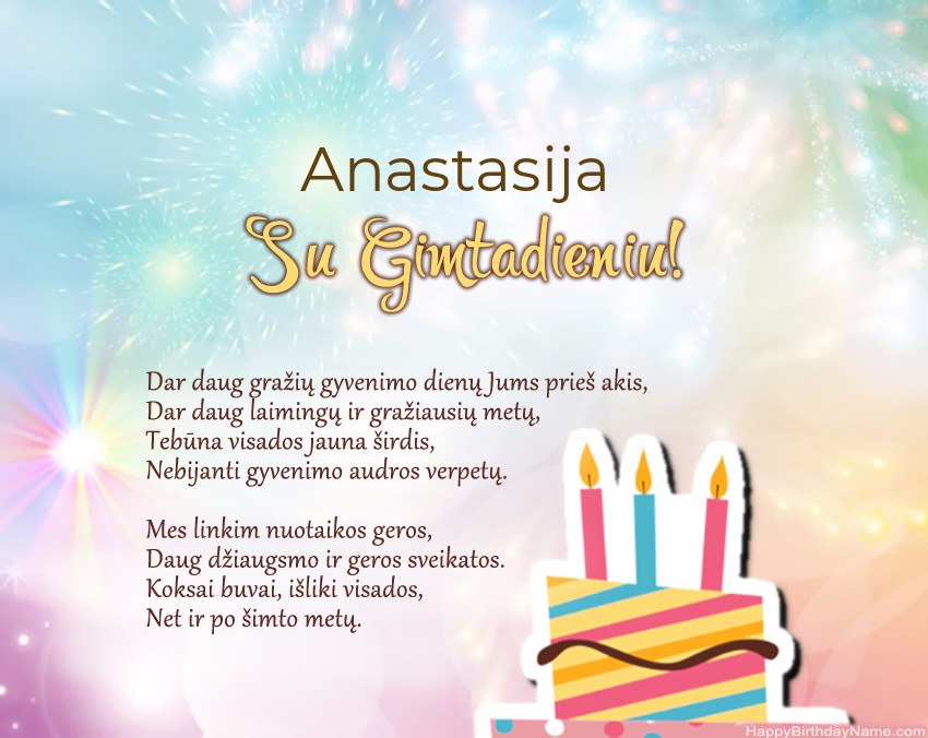 Su gimtadieniu Anastasija eilutėje