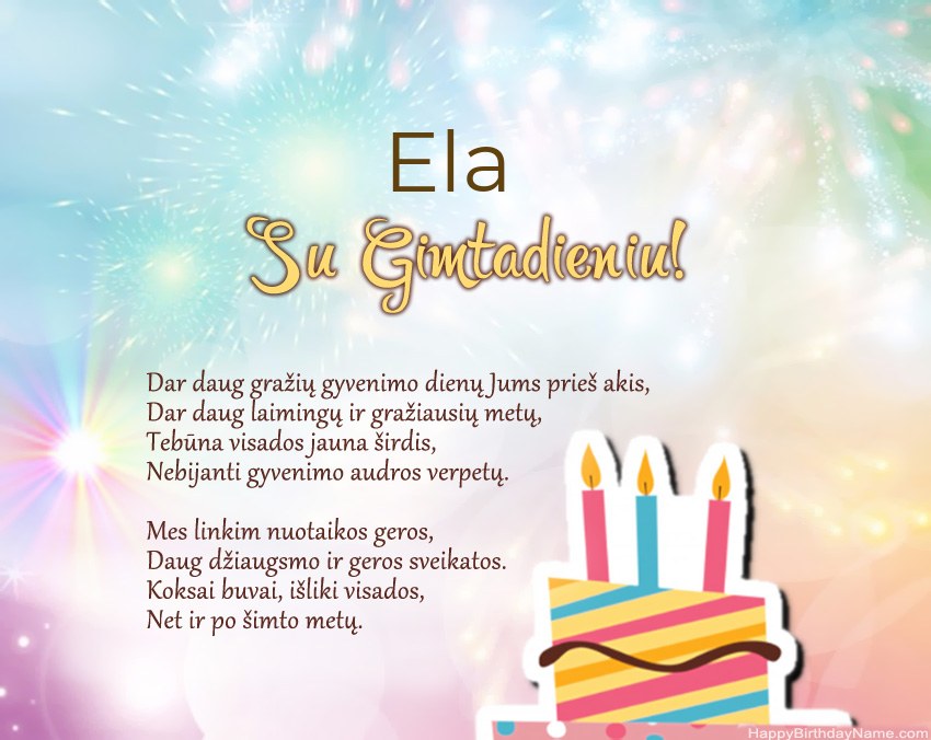 Su gimtadieniu Ela eilutėje Su gimtadieniu Ela eilutėje