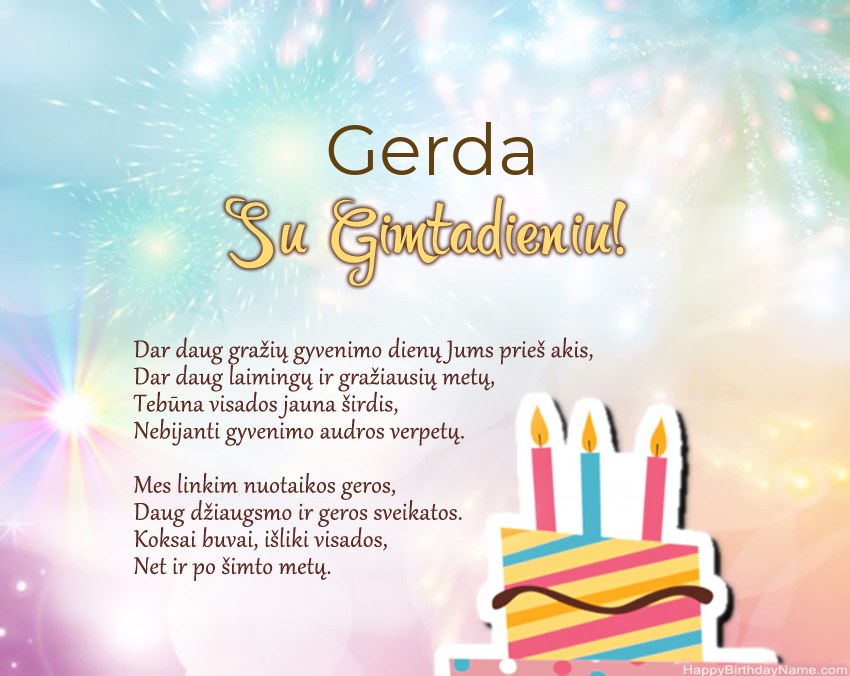 Su gimtadieniu Gerda eilutėje