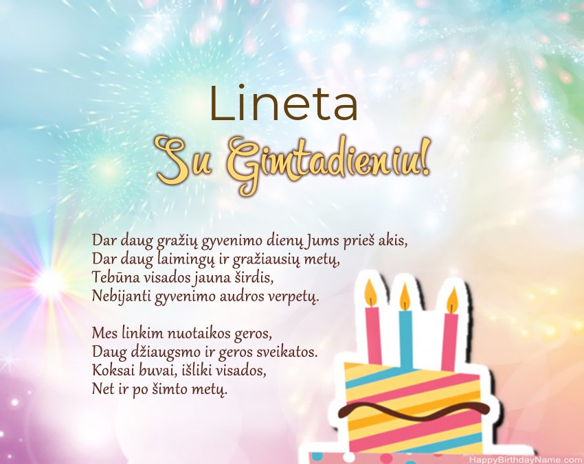 Su gimtadieniu Lineta eilutėje Su gimtadieniu Lineta eilutėje