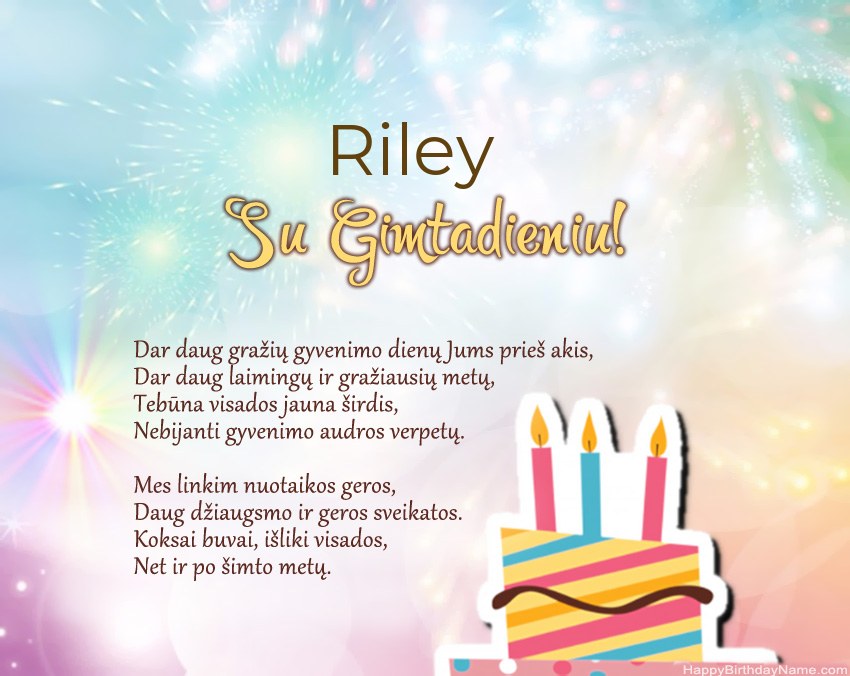 Su gimtadieniu Riley eilutėje Su gimtadieniu Riley eilutėje