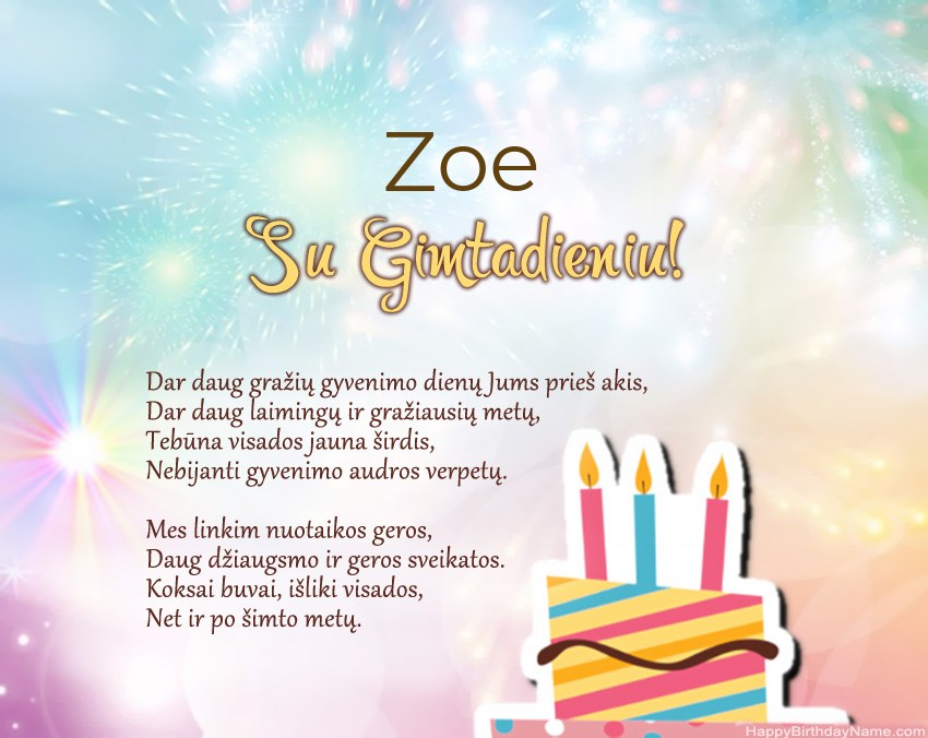 Su gimtadieniu Zoe eilutėje
