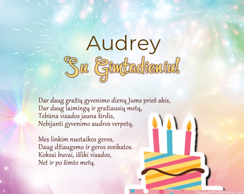 Su gimtadieniu Audrey eilutėje Su gimtadieniu Audrey eilutėje