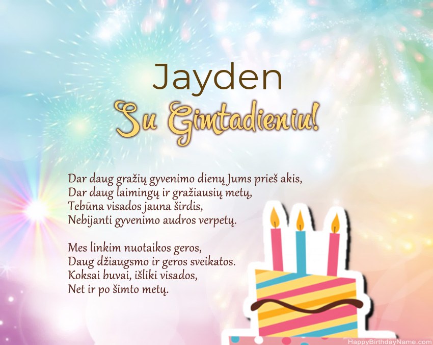 Su gimtadieniu Jayden eilutėje