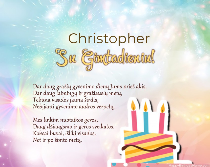 Su gimtadieniu Christopher eilutėje
