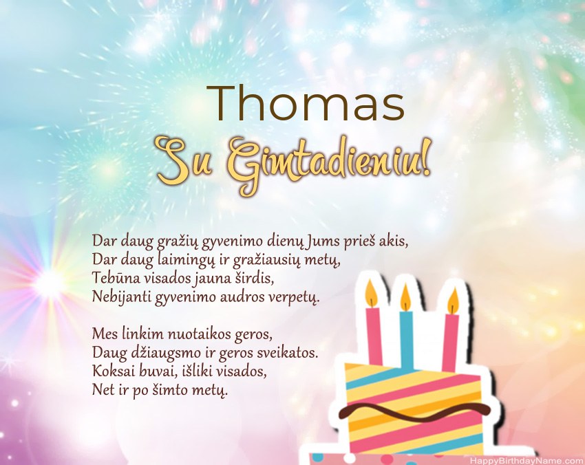 Su gimtadieniu Thomas eilutėje