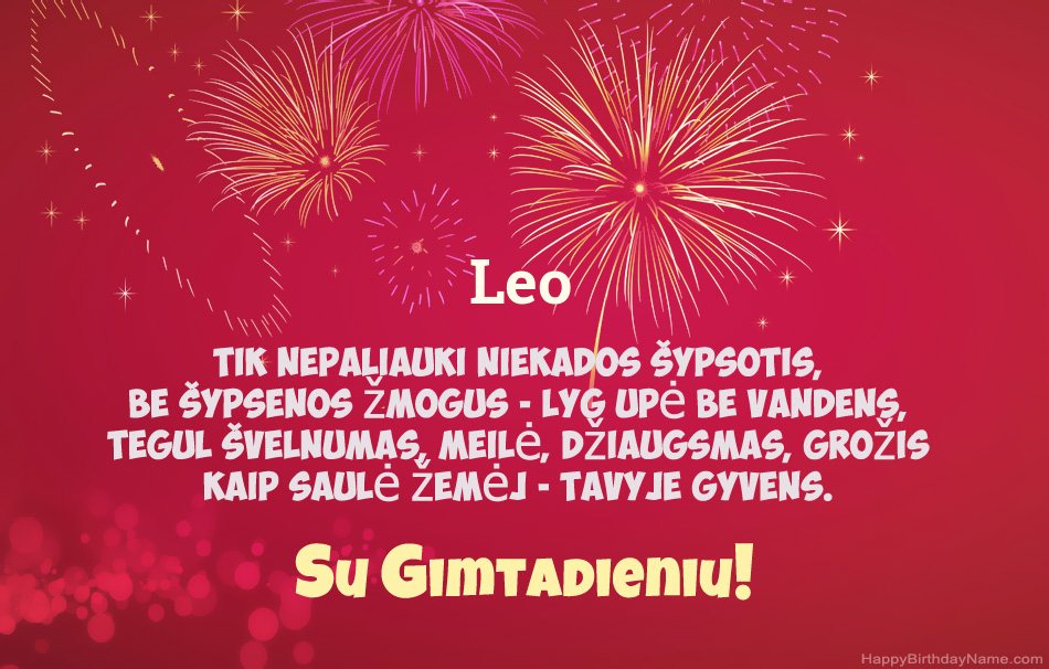 Su gimtadieniu Leo, gražūs eilėraščiai Su gimtadieniu Leo, gražūs eilėraščiai