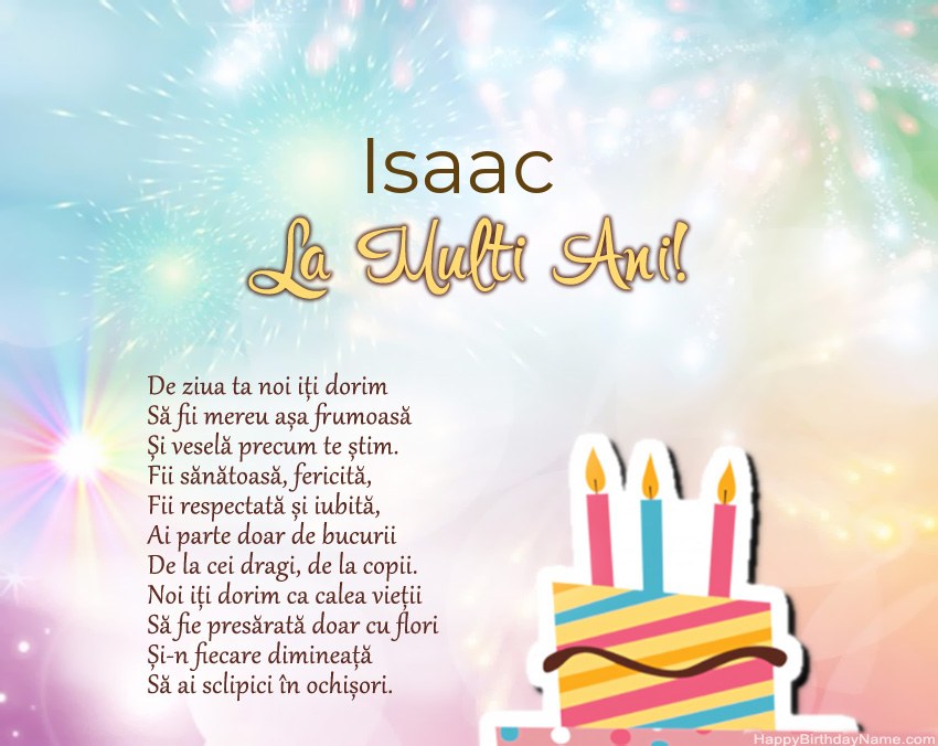 La mulți ani Isaac în vers La mulți ani Isaac în vers