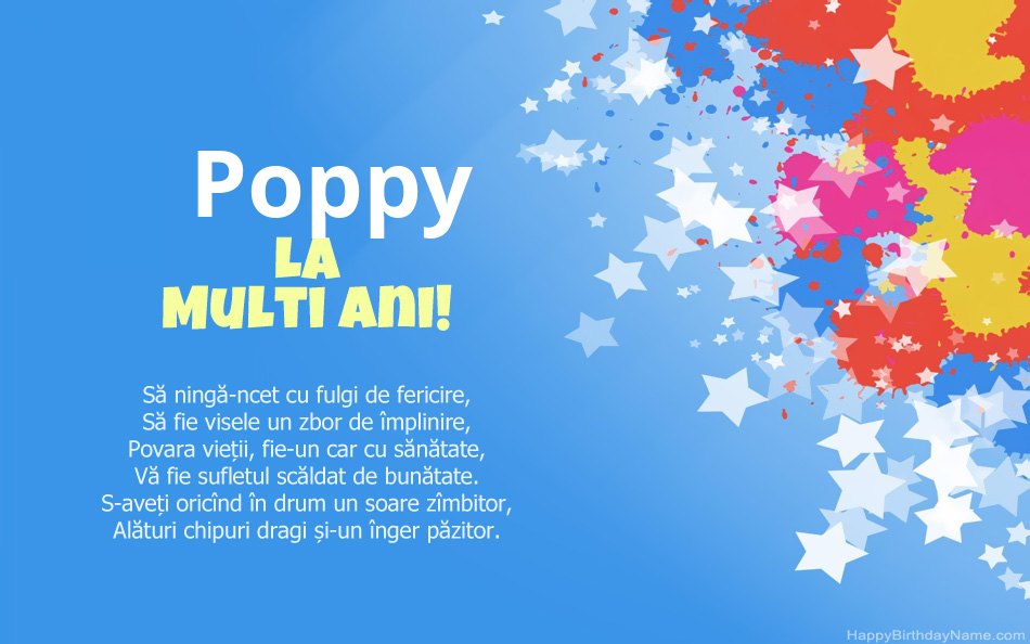 Felicitări pentru ziua de naștere a Poppy