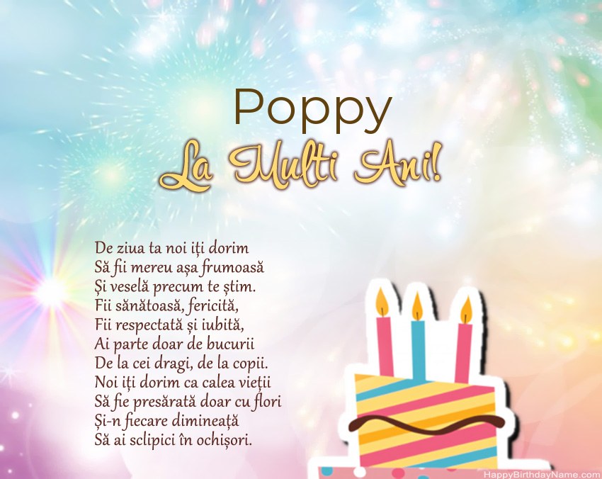 La mulți ani Poppy în vers