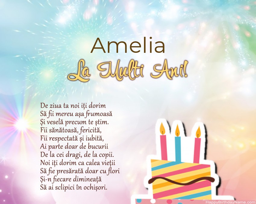 La mulți ani Amelia în vers