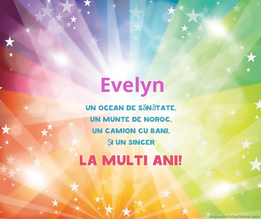 Carduri frumoase la mulți ani pentru Evelyn