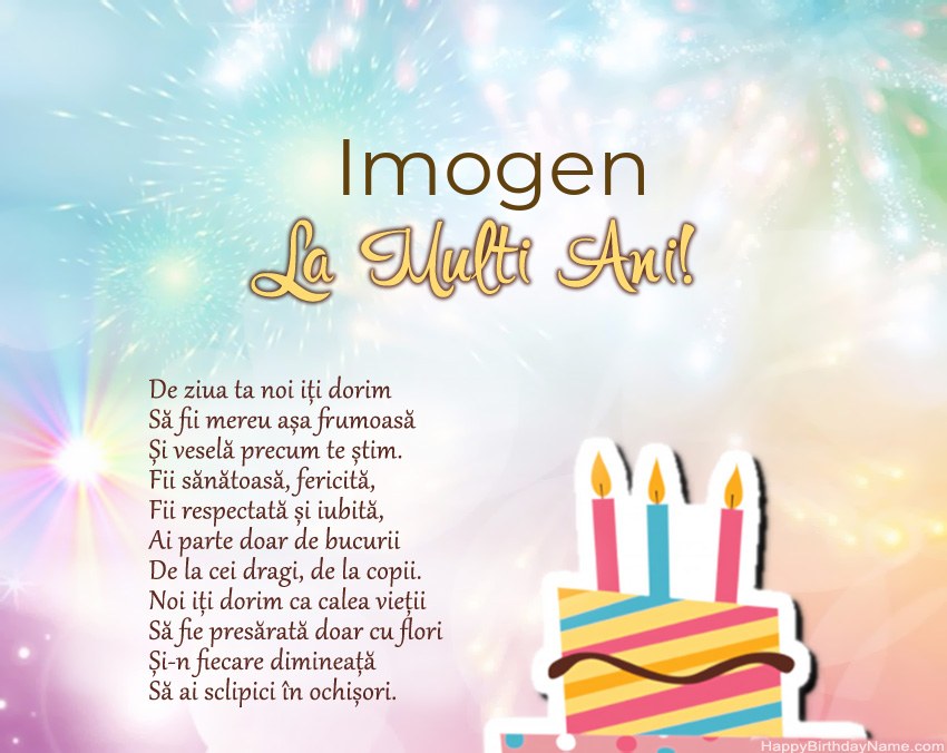 La mulți ani Imogen în vers