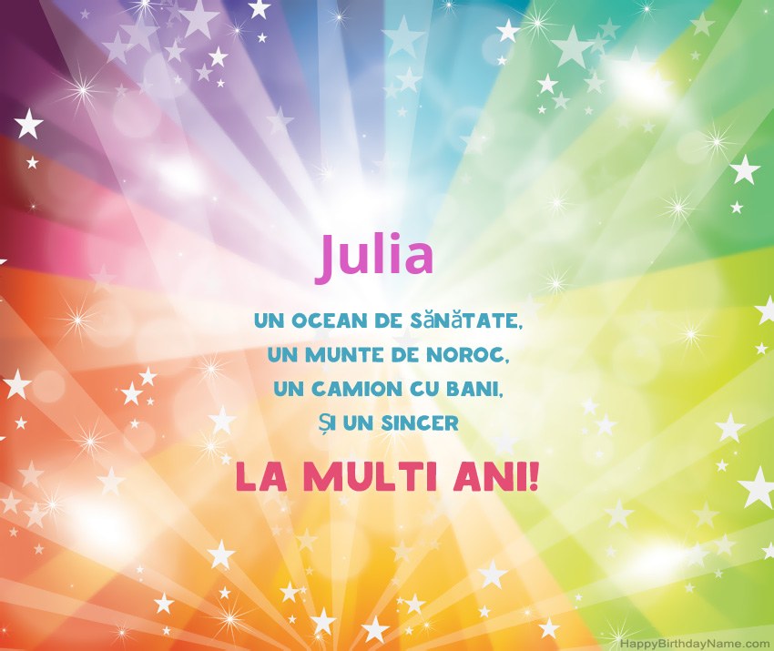 Carduri frumoase la mulți ani pentru Julia