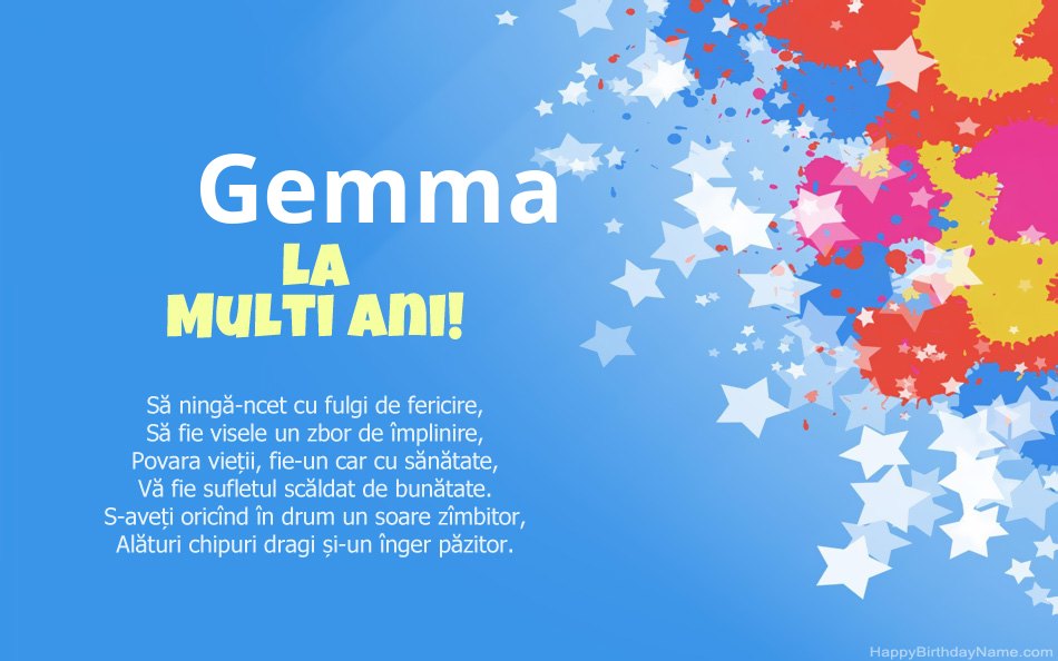 Felicitări pentru ziua de naștere a Gemma