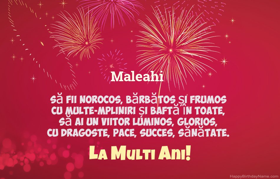 La mulți ani Maleahi, poezii frumoase