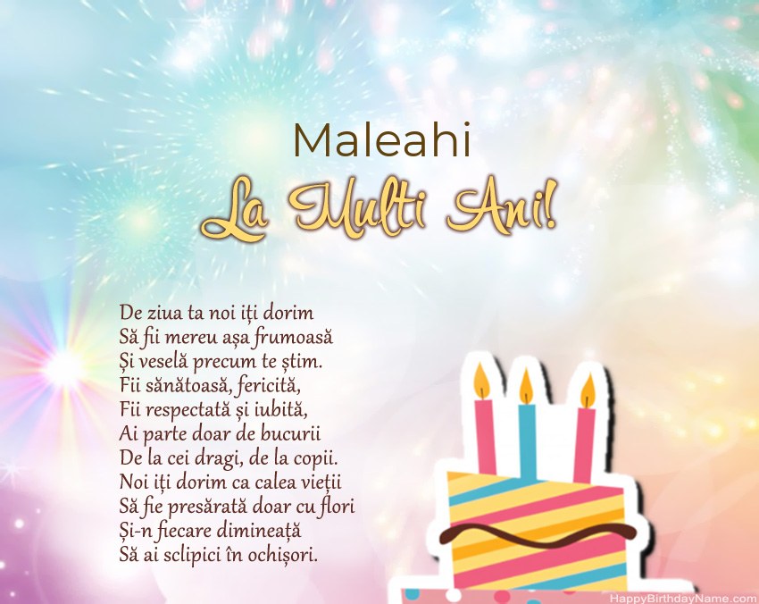 La mulți ani Maleahi în vers
