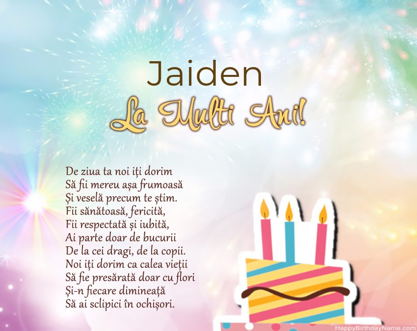 La mulți ani Jaiden în vers
