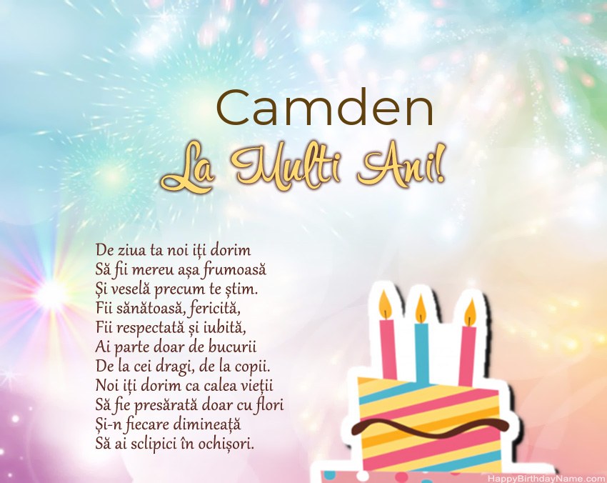 La mulți ani Camden în vers