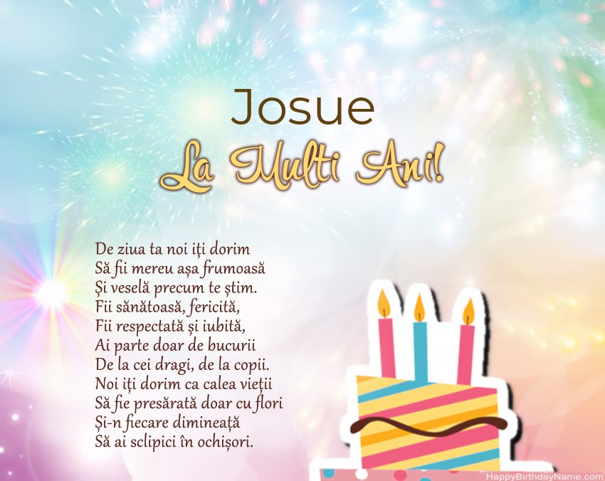 La mulți ani Josue în vers