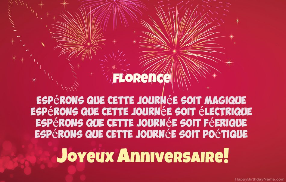 Joyeux anniversaire Florence, beaux poèmes