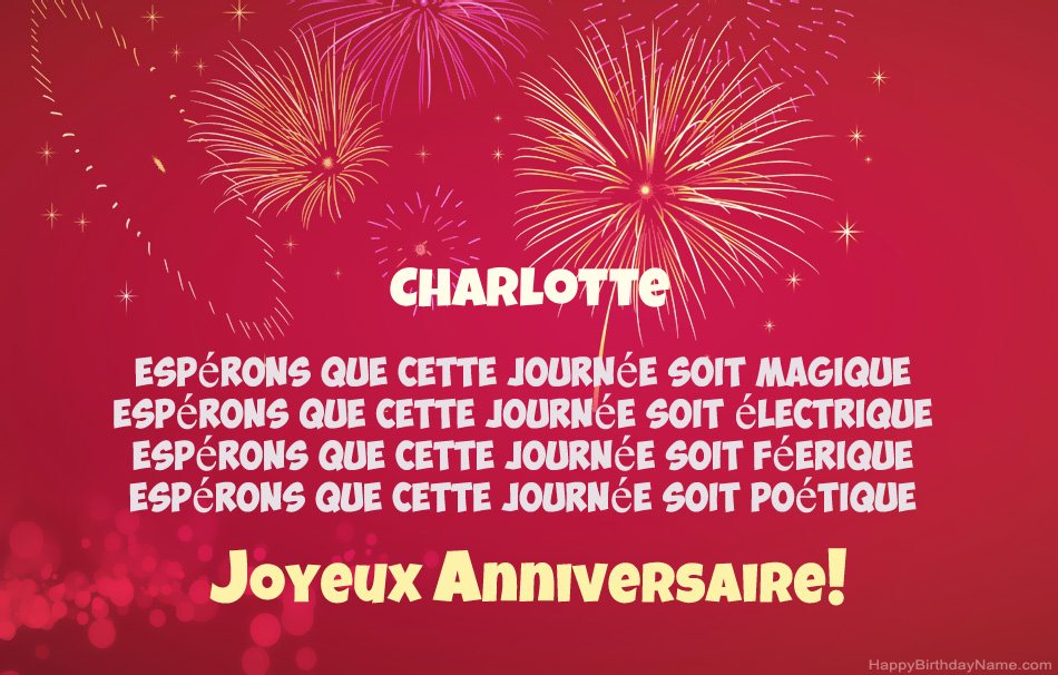 Joyeux anniversaire Charlotte, beaux poèmes