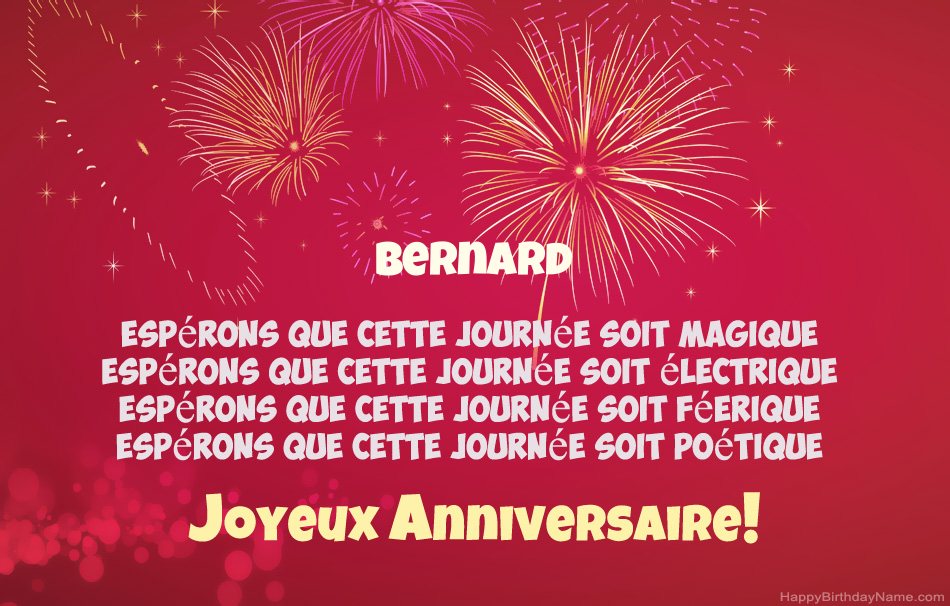 Joyeux anniversaire Bernard, beaux poèmes