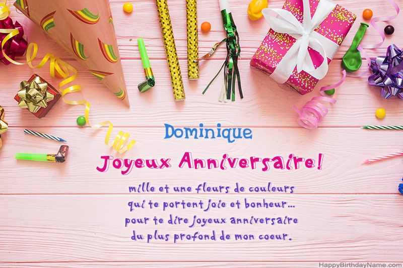 Télécharger Happy Birthday card Dominique gratuitement