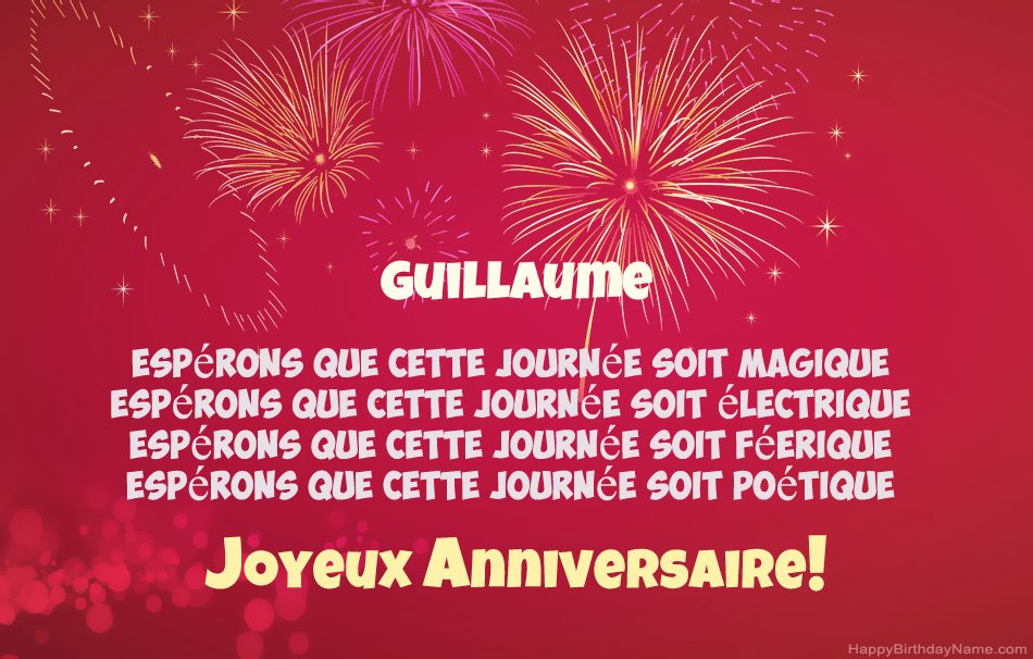 Joyeux anniversaire Guillaume, beaux poèmes