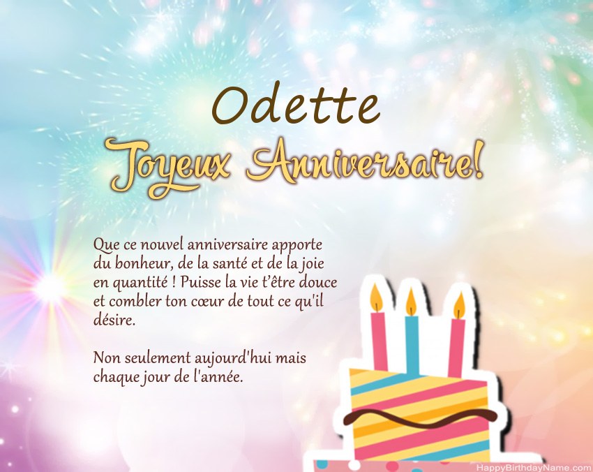 Joyeux anniversaire Odette en vers