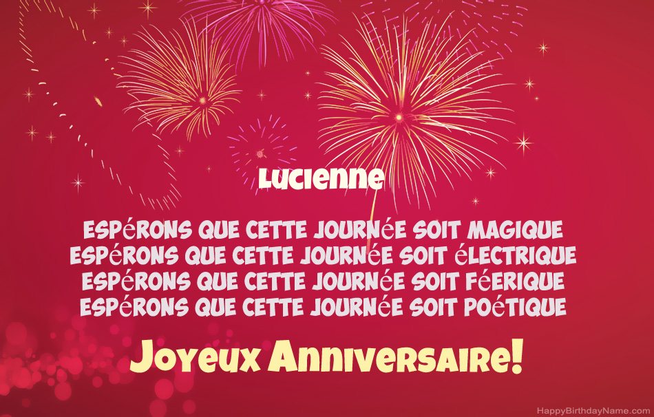 Joyeux anniversaire Lucienne, beaux poèmes