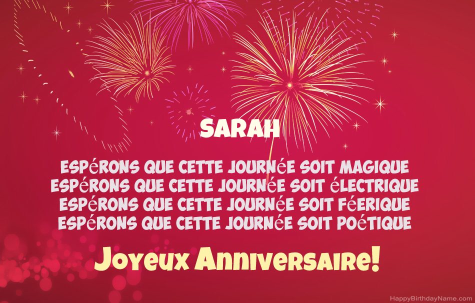 Joyeux anniversaire Sarah, beaux poèmes