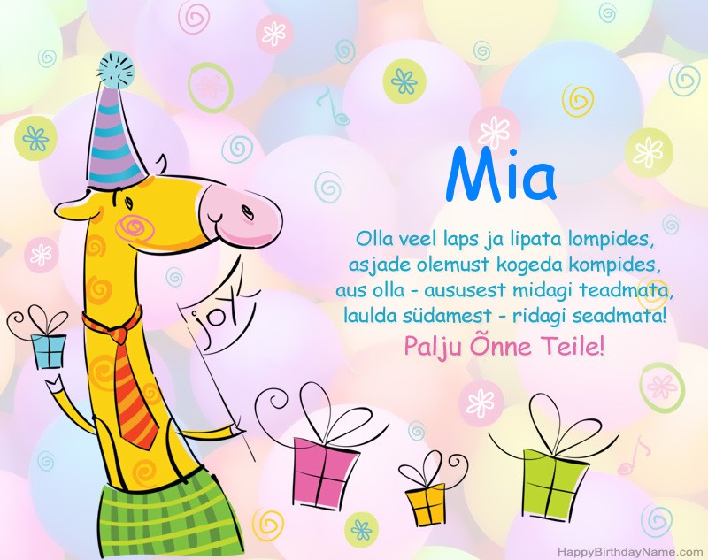 Laste õnnitlused Mia