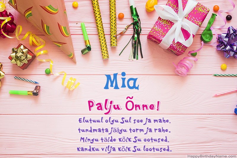 Laadi alla õnnelik sünnipäevakaart Mia tasuta