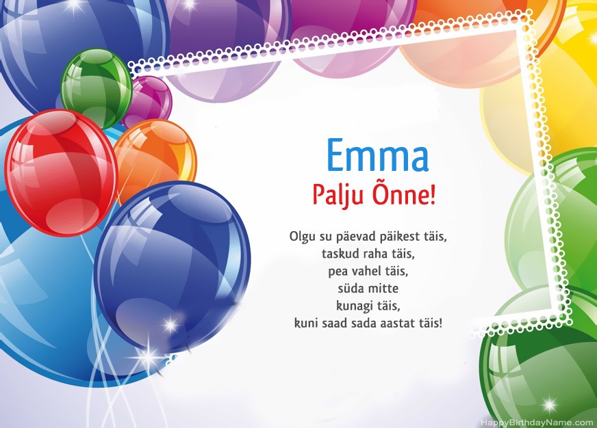 Palju õnne sünnipäeval Emma!
