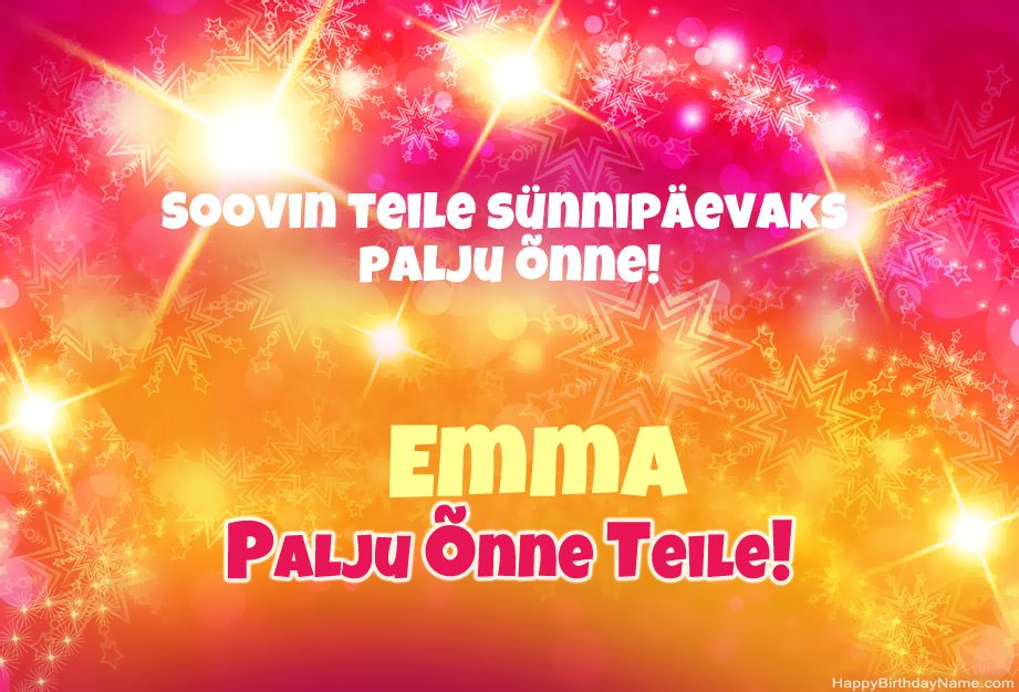 Õnnelikud õnnitlused Emma