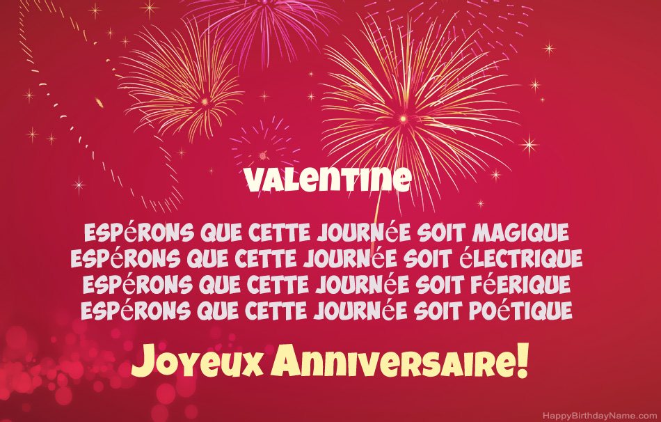 Joyeux anniversaire Valentine, beaux poèmes