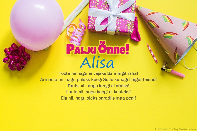 Palju õnne sünnipäeval Alisa proosas