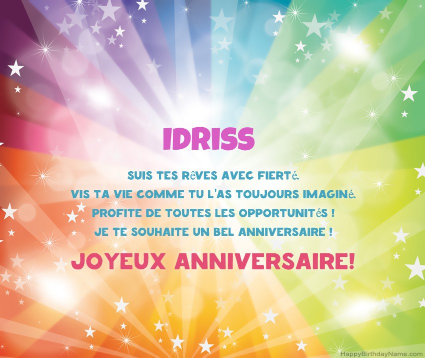 Belles cartes de joyeux anniversaire pour Idriss