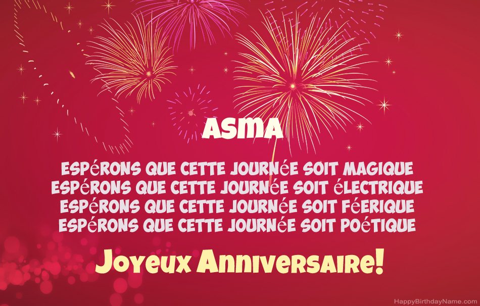 Joyeux anniversaire Asma, beaux poèmes