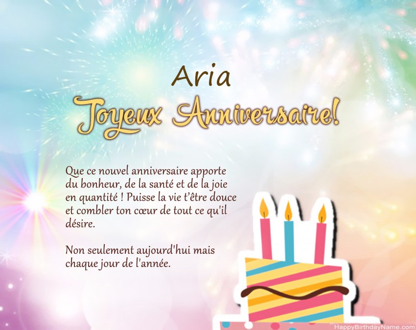Joyeux anniversaire Aria en vers