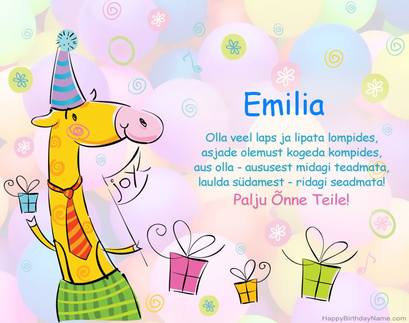 Laste õnnitlused Emilia