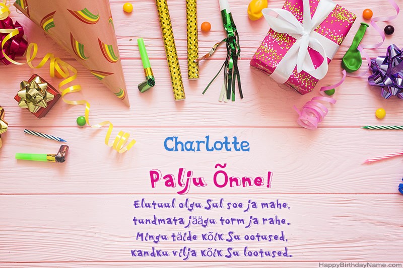 Laadi alla õnnelik sünnipäevakaart Charlotte tasuta
