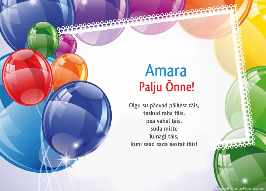 Palju õnne sünnipäeval Amara! Palju õnne sünnipäeval Amara!