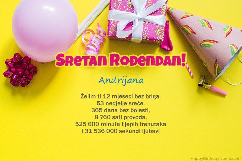 Sretan rođendan Andrijana   u prozi