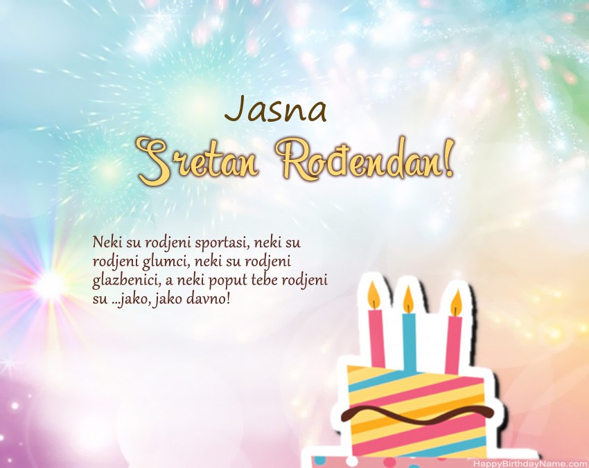 Sretan rođendan Jasna   u stihu